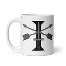 11oz white coffee mug with 1st special forces roman numeral design