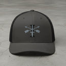 snapback trucker hat with embroidered 1st special forces group insignia and roman numeral design