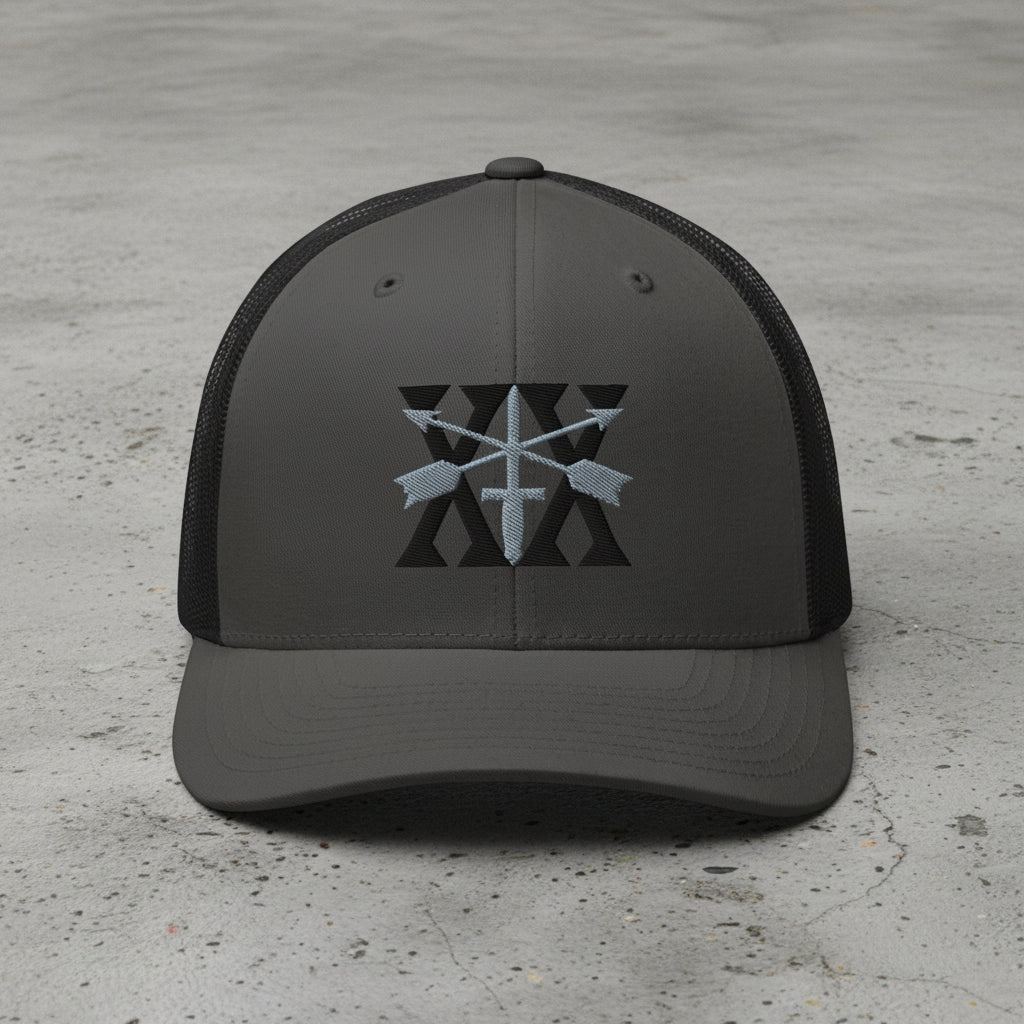 snapback trucker hat with 20th special forces insignia 