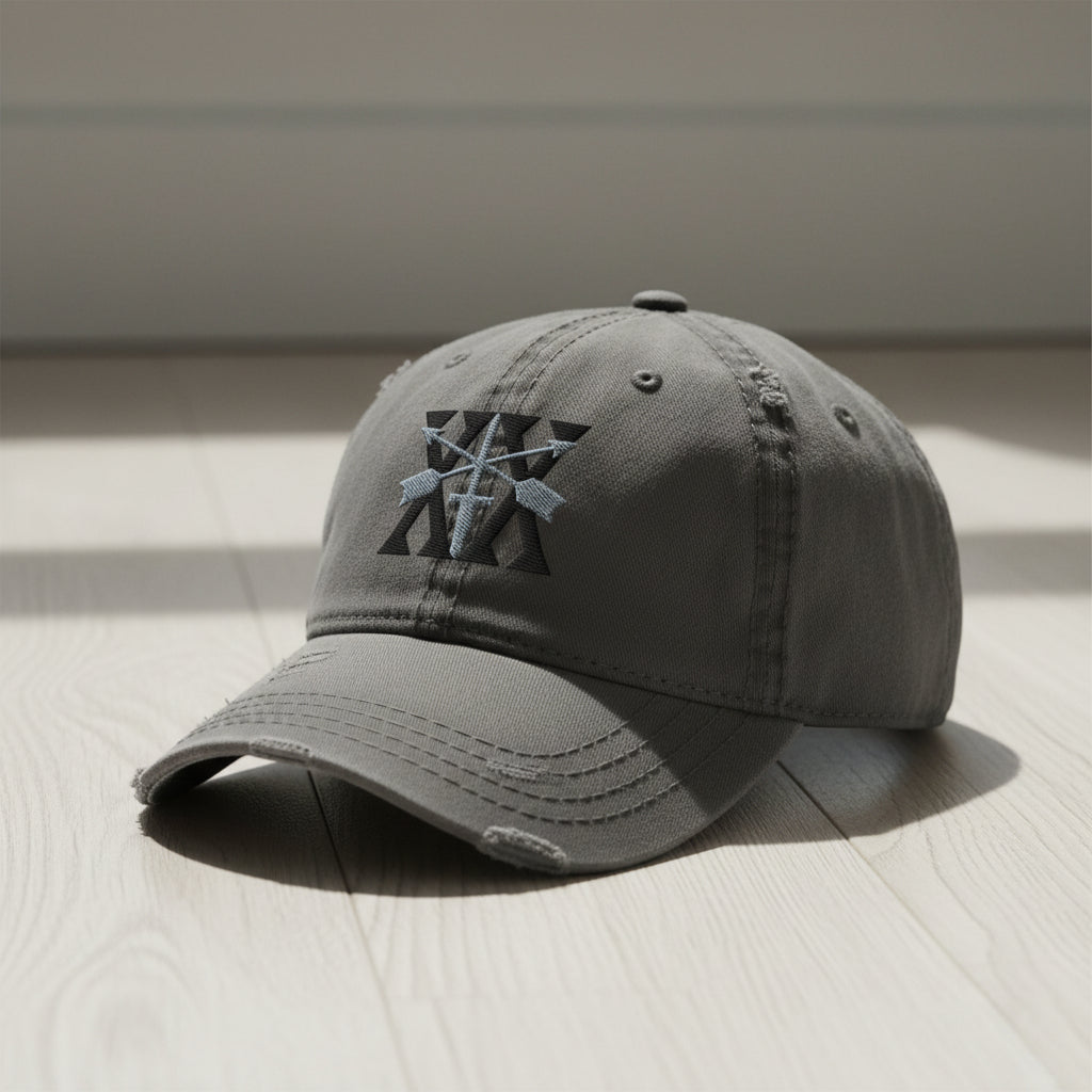 Distressed dad hat with 20th special forces group roman numeral design