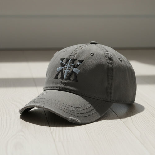 Distressed dad hat with 20th special forces group roman numeral design