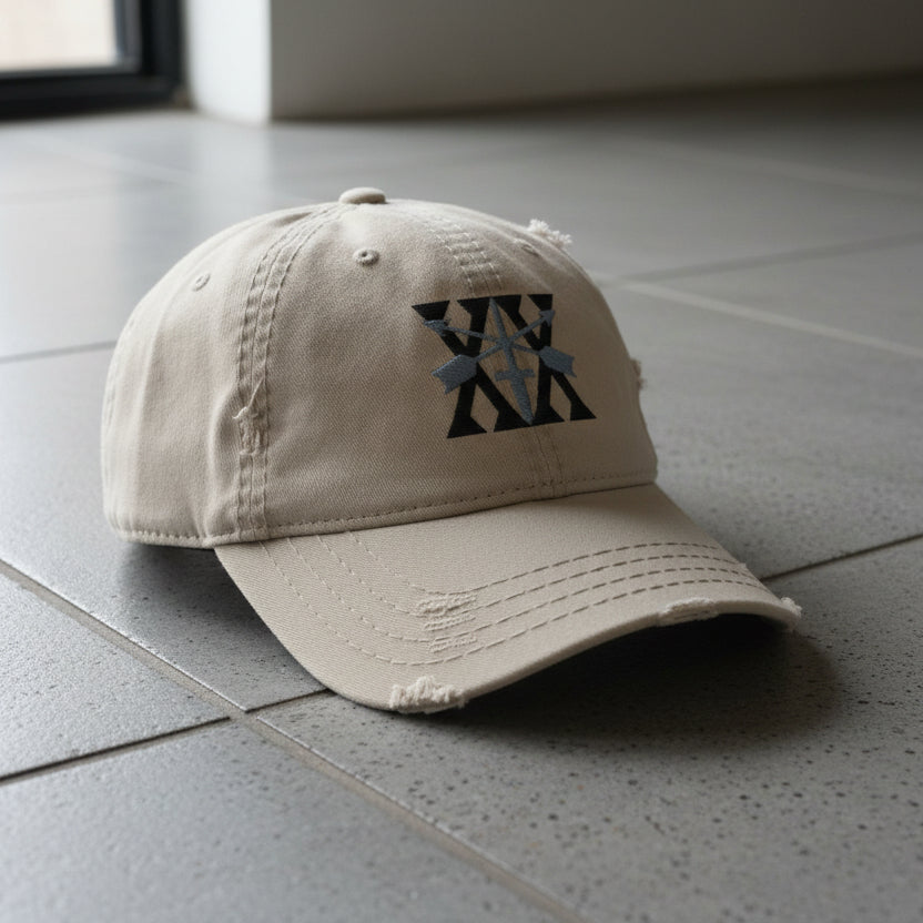 Distressed dad hat with 20th special forces group roman numeral design