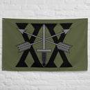 military green flag with 20th special forces insignia and roman numeral design