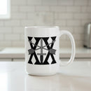 white coffee mug with 20th special forces group roman numeral design