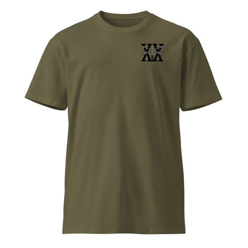 green t-shirt with 20th special forces insignia on the left chest