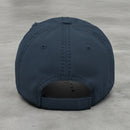 navy distressed dad hat with embroidered "250" inside a circle of stars for america 250th anniversary and 4th of july