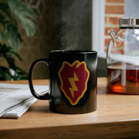25th infantry division insignia on a black coffee mug.