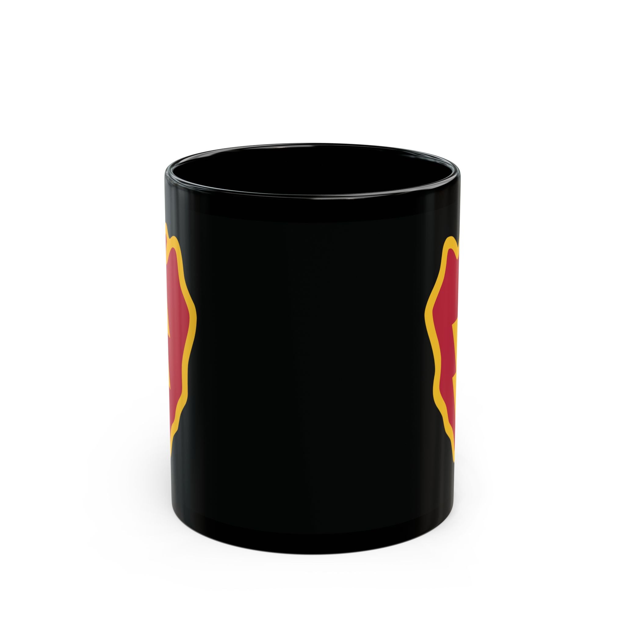 25th infantry division insignia on a black coffee mug.