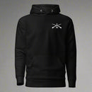 Pullover hoodie with 2nd ranger battalion crossed rifles design on the left chest