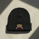 Ribbed knit beanie with 2nd ranger battalion scroll and ranger school tab
