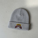 Ribbed knit beanie with 2nd ranger battalion scroll and ranger school tab