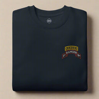 2nd ranger battalion sweatshirt embroidered with scroll and ranger tab