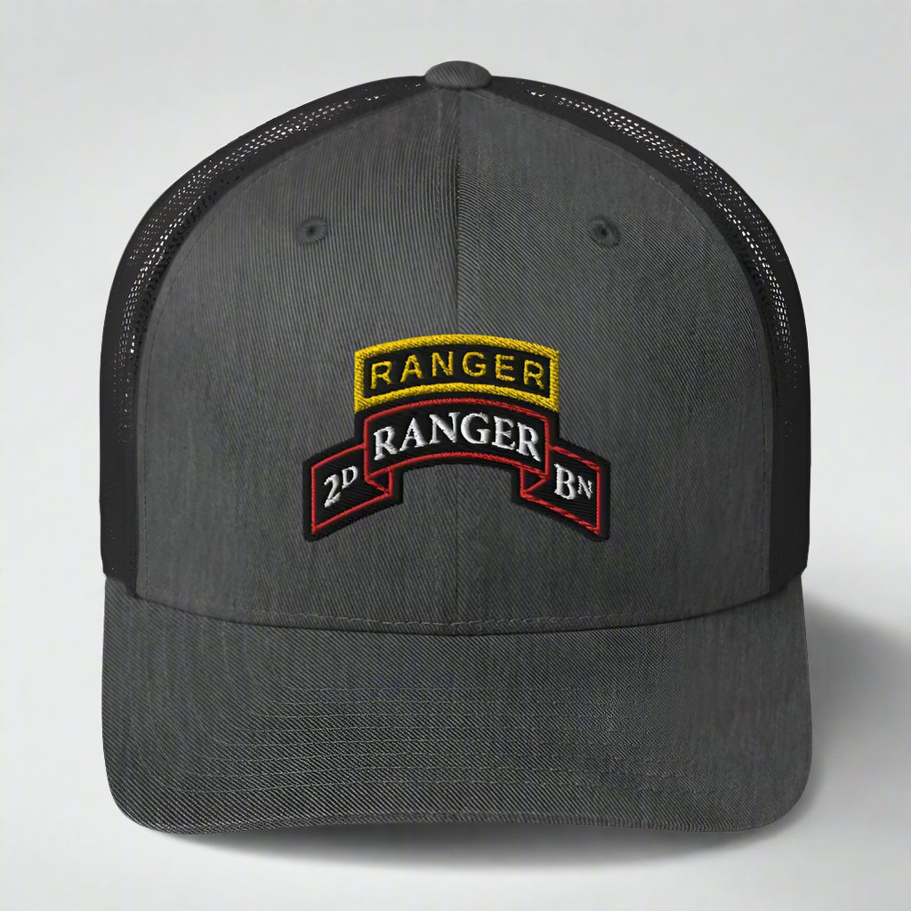 2nd ranger battalion scroll and ranger tab snapback trucker hat