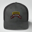 2nd ranger battalion scroll and ranger tab snapback trucker hat