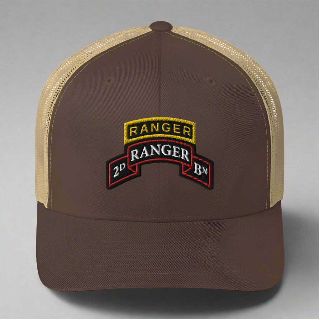 2nd ranger battalion scroll and ranger tab snapback trucker hat