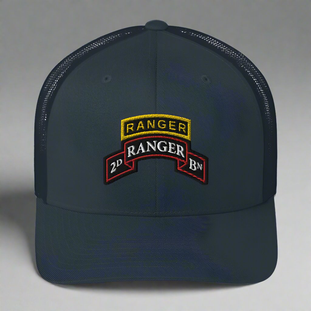 2nd ranger battalion scroll and ranger tab snapback trucker hat