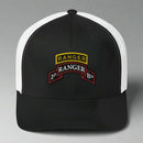 2nd ranger battalion scroll and ranger tab snapback trucker hat