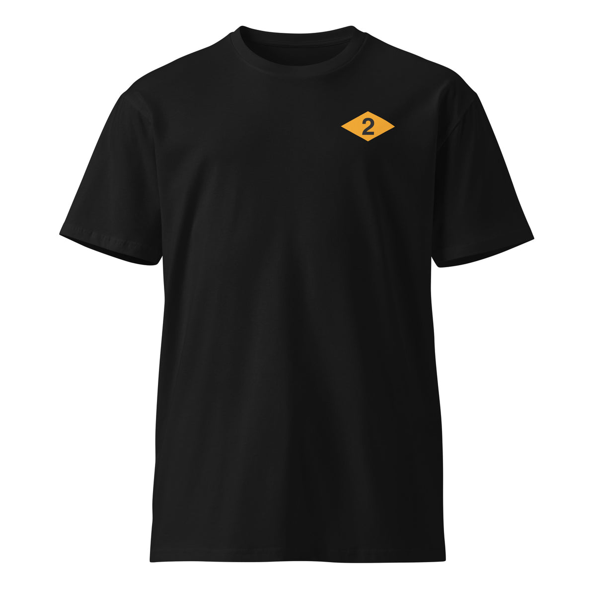 black t-shirt with 2nd ranger battalion diamond