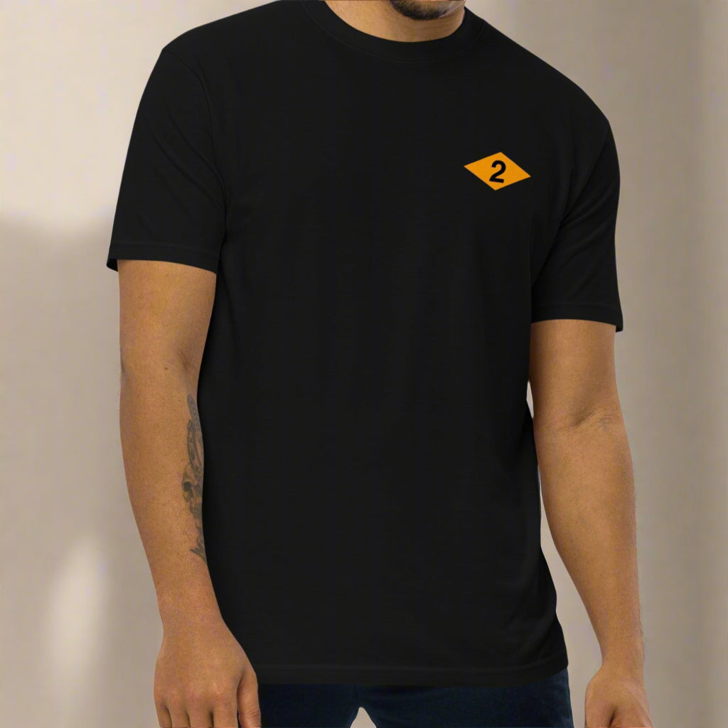Black t-shirt with world war 2 2nd battalion ranger diamond on left chest