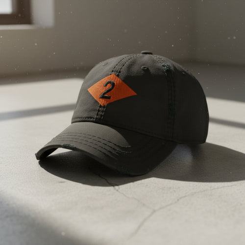 Distressed dad hat with 2nd ranger battalion world war 2 diamond