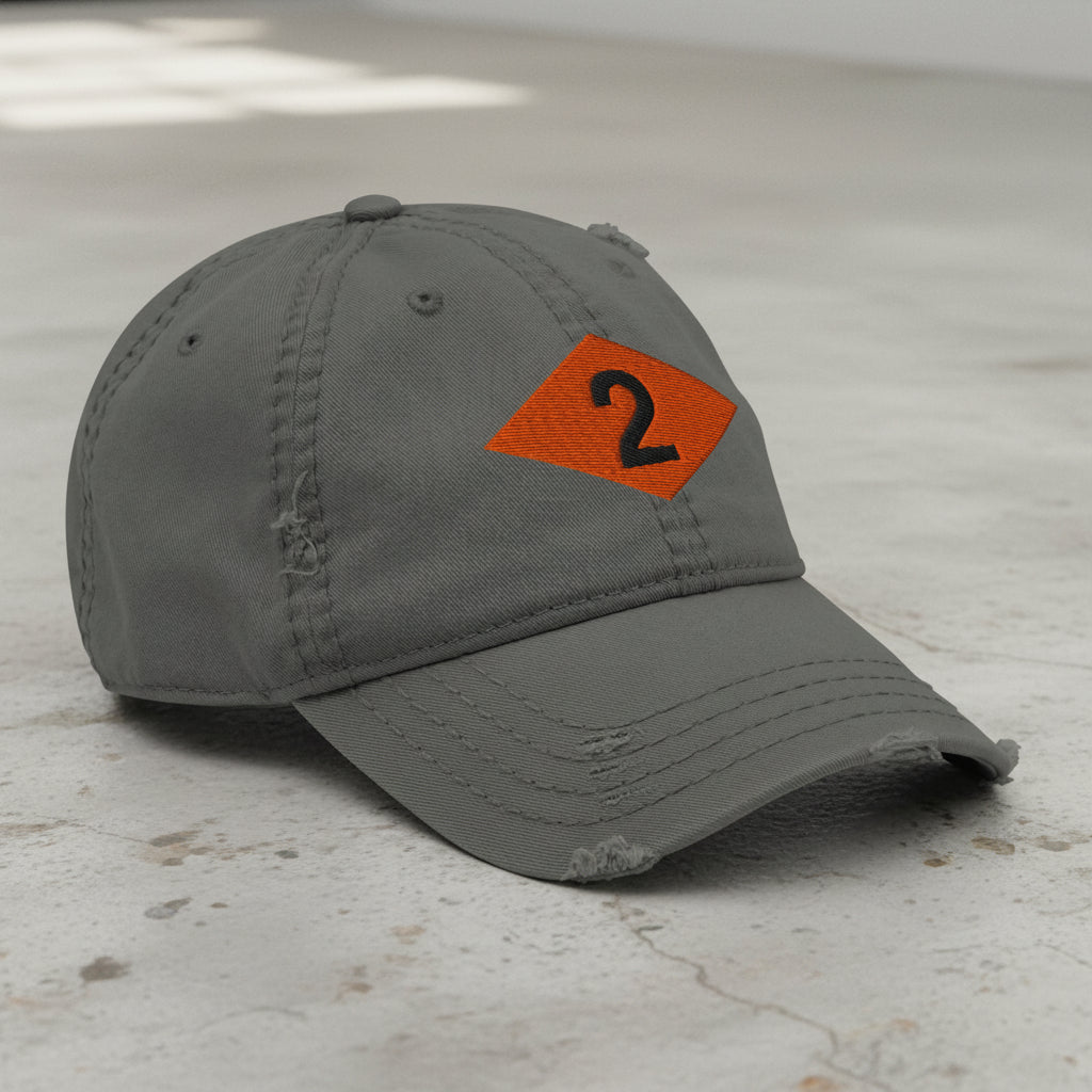 Distressed dad hat with 2nd ranger battalion world war 2 diamond
