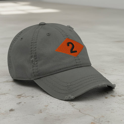 Distressed dad hat with 2nd ranger battalion world war 2 diamond