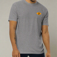 Grey t-shirt with world war 2 2nd battalion ranger diamond on left chest