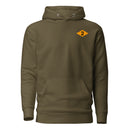 military green pullover hoodie with US army rangers ww2 diamond on the left chest