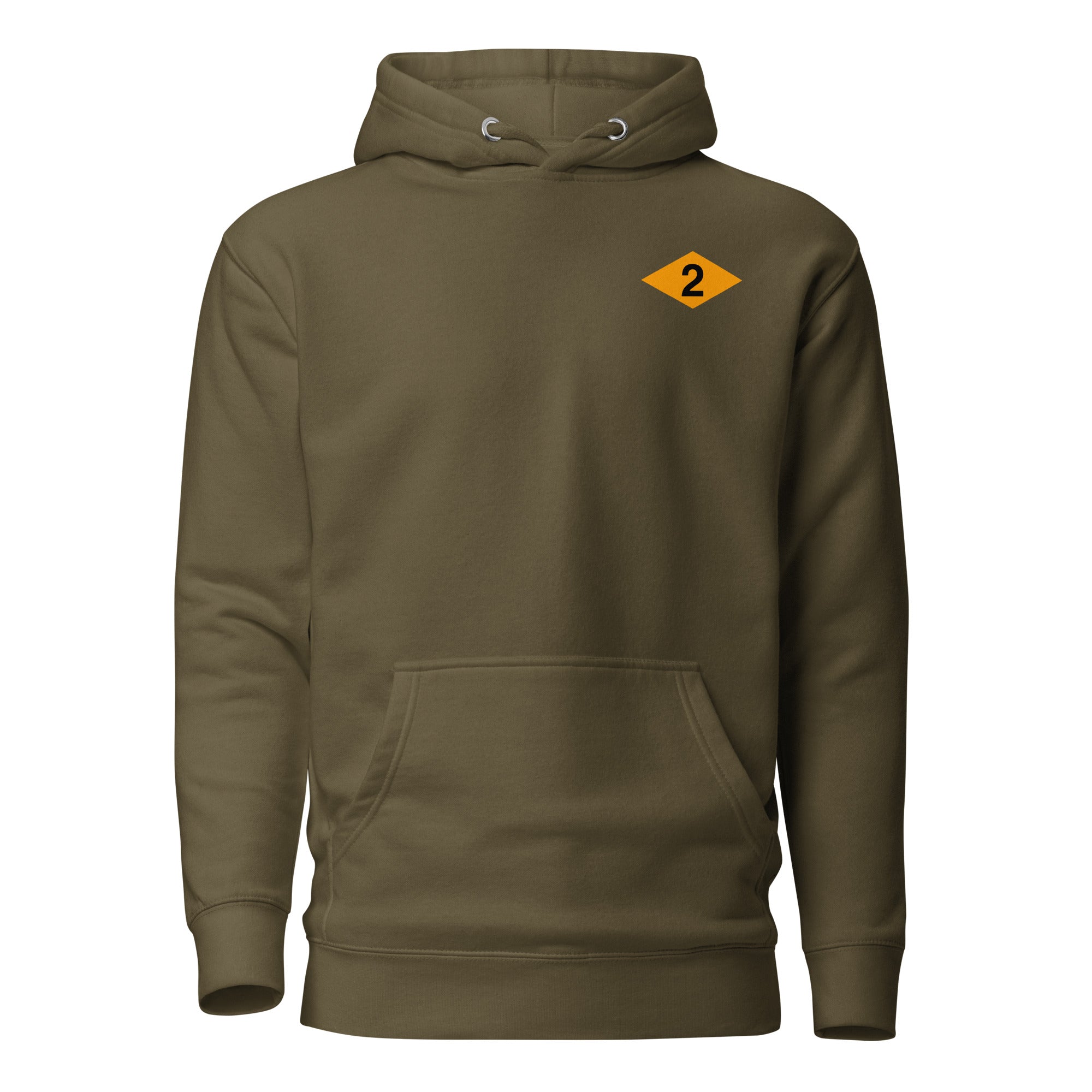 military green pullover hoodie with US army rangers ww2 diamond on the left chest