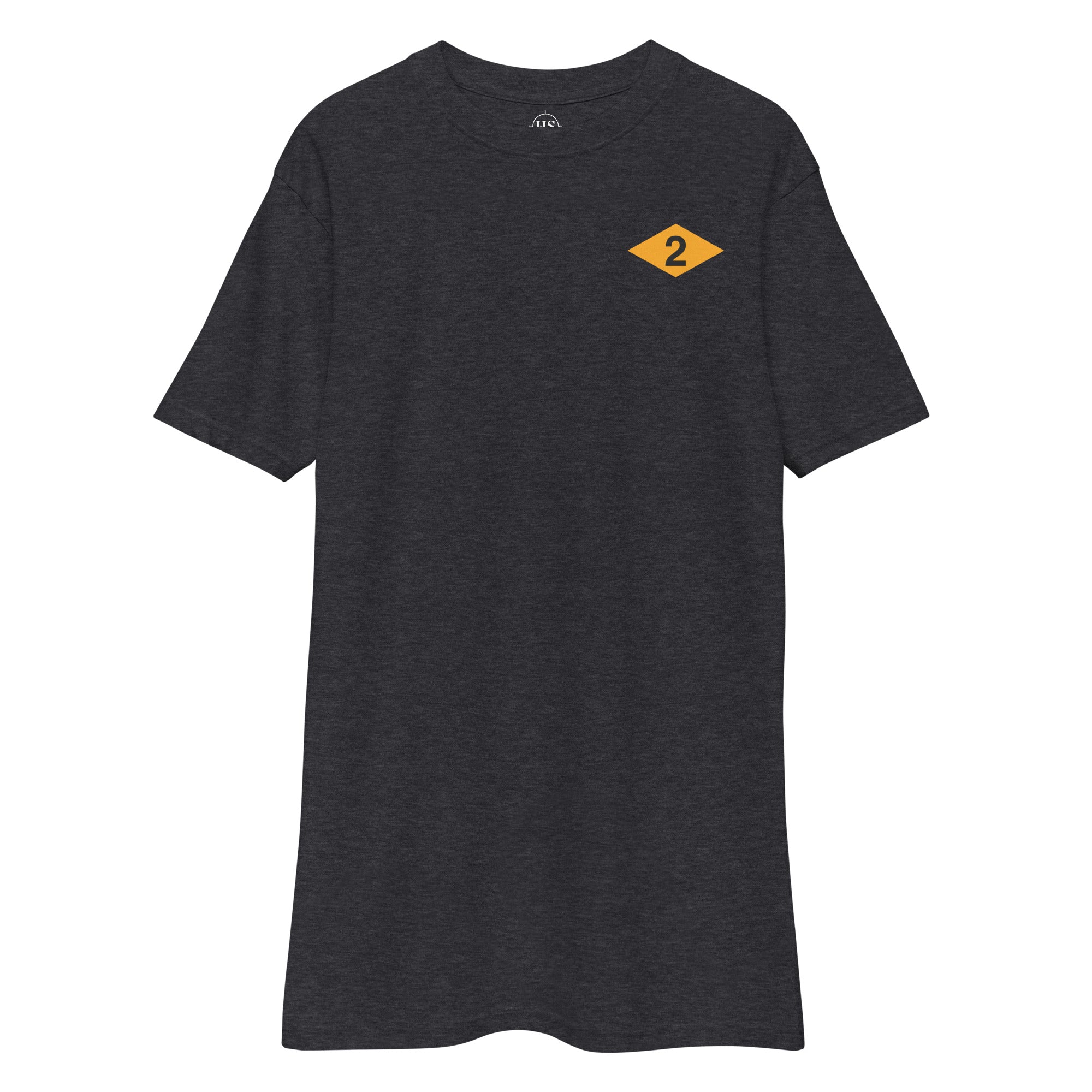 charcoal t-shirt with 2nd ranger battalion ranger diamond on the left chest