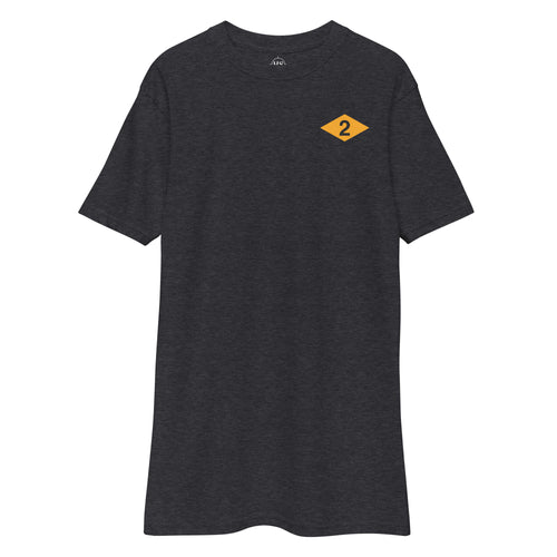 charcoal t-shirt with 2nd ranger battalion ranger diamond on the left chest