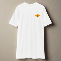 White t-shirt with world war 2 2nd battalion ranger diamond on left chest