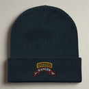 3rd ranger battalion scroll and ranger tab embroidered on our ribbed beanie.