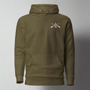Pullover hoodie with 3rd ranger battalion crossed rifles design on the left chest