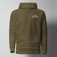 Pullover hoodie with 3rd ranger battalion crossed rifles design on the left chest