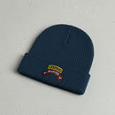 Ribbed knit beanie with 3rd ranger battalion scroll and ranger school tab