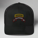 3rd ranger battalion scroll and ranger tab on a snapback trucker hat