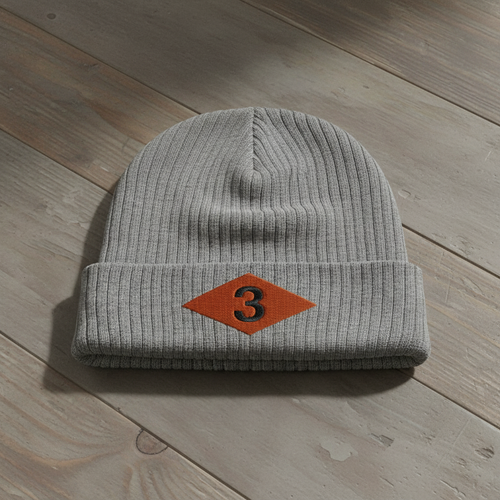 Ribbed knit beanie with 3rd ranger battalion world war 2 diamond