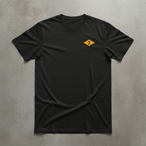 Black t-shirt with world war 2 3rd battalion ranger diamond on left chest