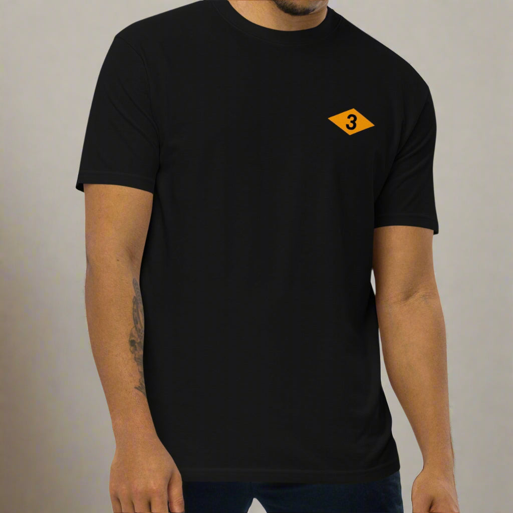Black t-shirt with world war 2 3rd battalion ranger diamond on left chest