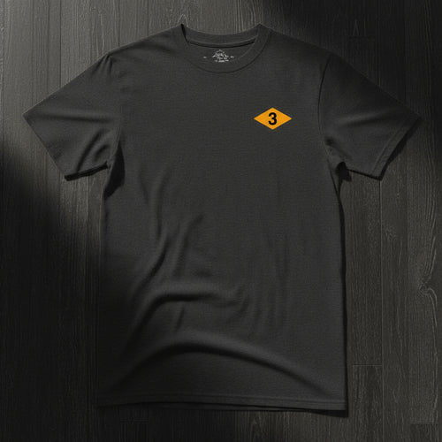 Charcoal t-shirt with world war 2 3rd battalion ranger diamond on left chest