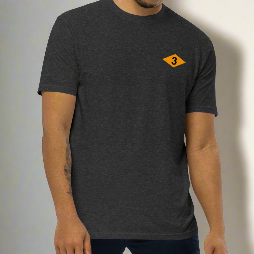 Charcoal t-shirt with world war 2 3rd battalion ranger diamond on left chest