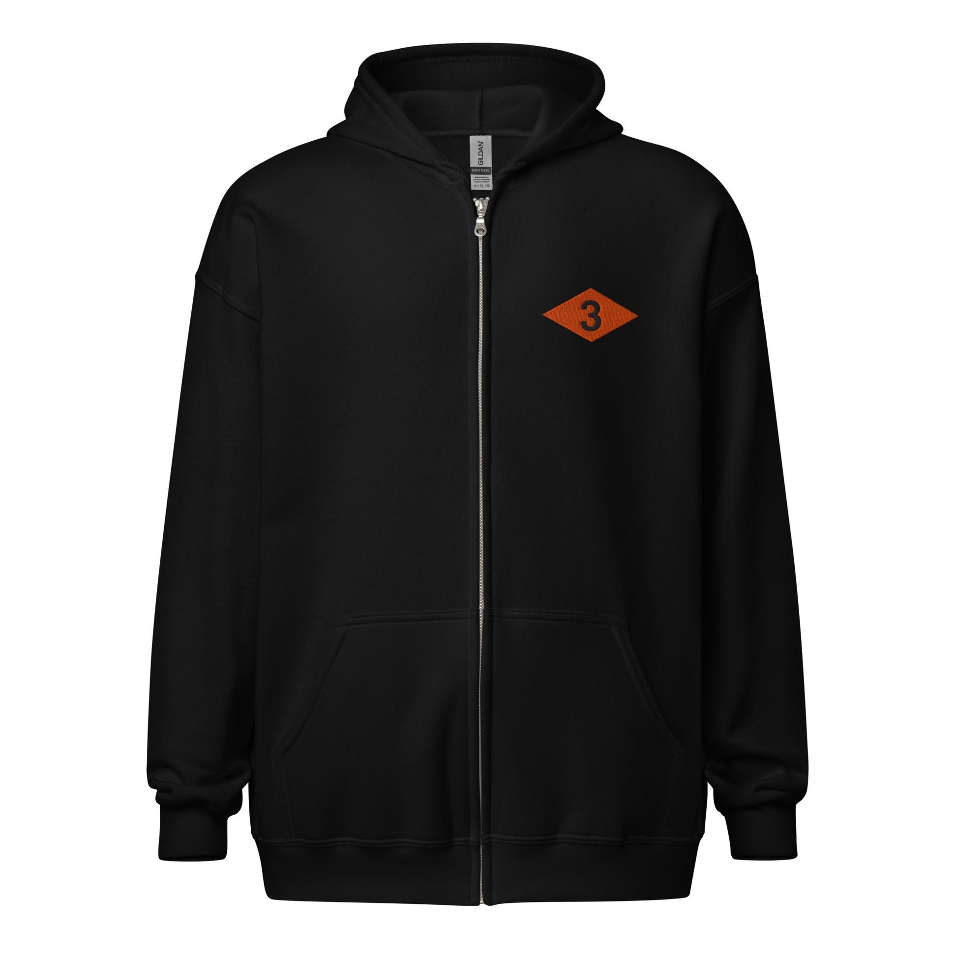 Full zip hoodie embroidered with 3rd battalion ranger diamond