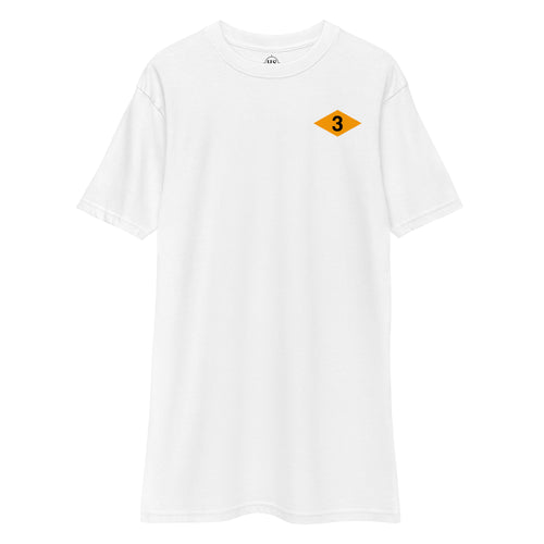 white t-shirt with 3rd ranger battalion ranger diamond on the left chest