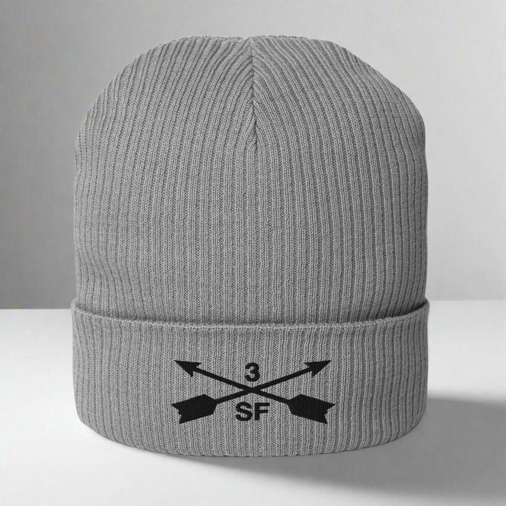 3rd special forces group ribbed beanie with embroidered design.