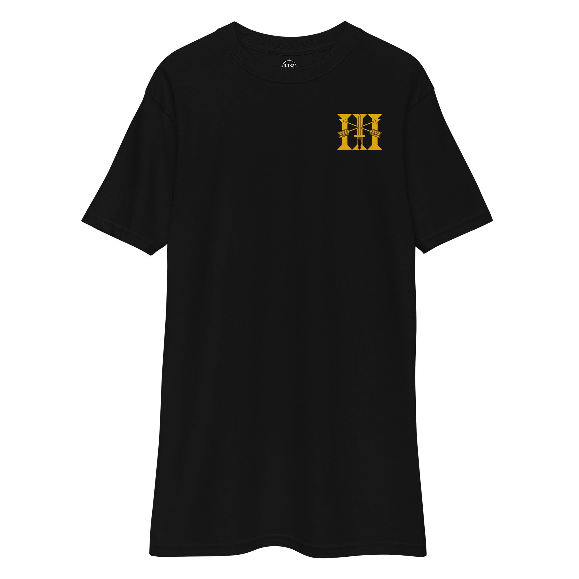 black t-shirt with 3rd special forces group insignia design on left chest
