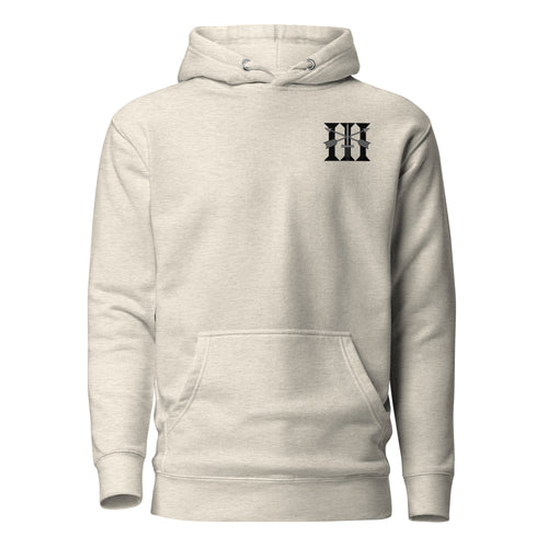 oatmeal color hoodie with 3rd special forces group insignia on the left chest. 