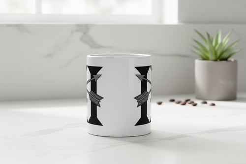 11oz white coffee mug with 3rd special forces roman numeral design
