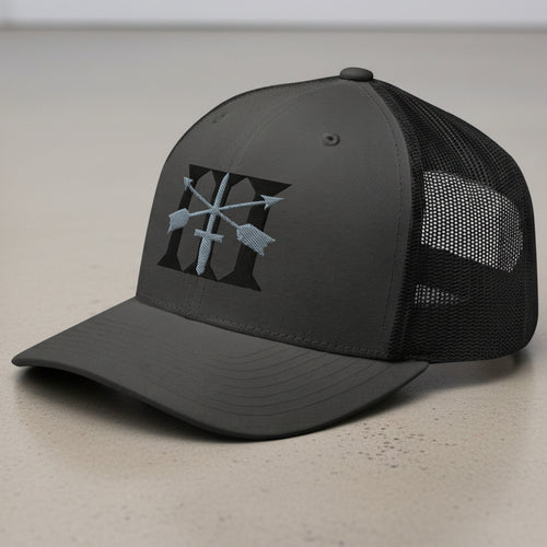 snapback trucker hat with 3rd special forces group insignia and roman numeral design
