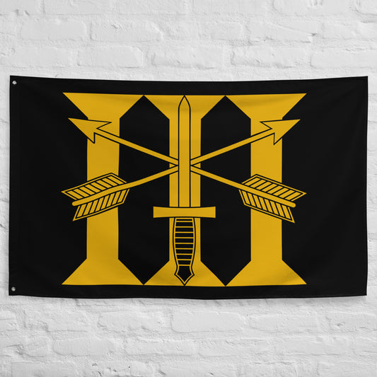 Black flag with 3rd special forces insignia and roman numeral design